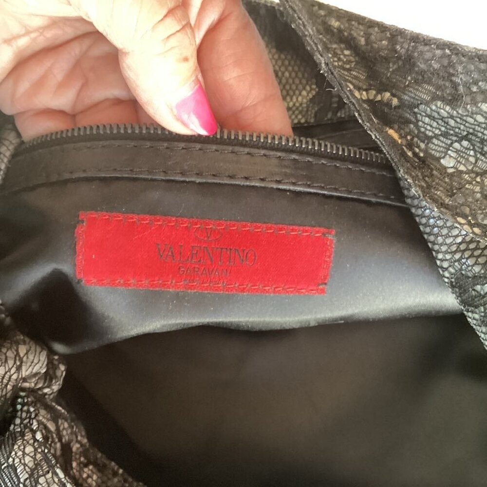 Valentino Black/Beige Lace Nuage Bow Hobo Bag LIKE NEW!! - Picture 7 of 7